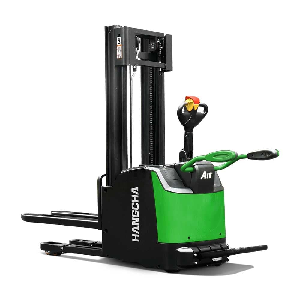 Equipamentos de armazém Hangcha A series high range stand-on pallet stacker with initial lift(Li-Ion)