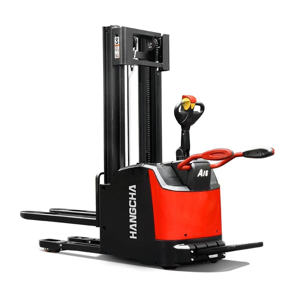 Equipamentos de armazém Hangcha A series high range stand-on pallet stacker with initial lift