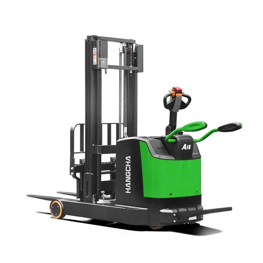 Equipamentos de armazém Hangcha A series high range stand-on pallet stacker with mast move(Li-Ion)